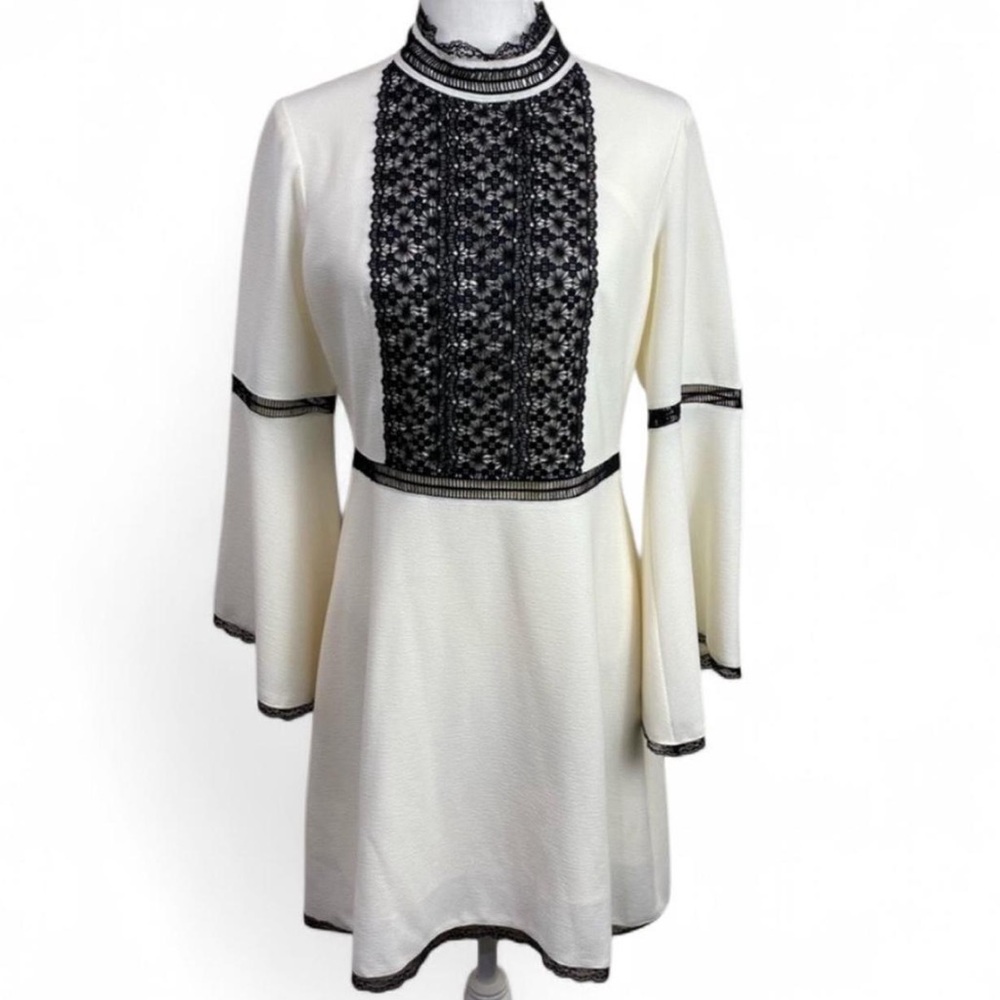 Nanette Lepore High Neck Dramatic Bell Sleeves Ivory
Cream Lined Dress Size 8